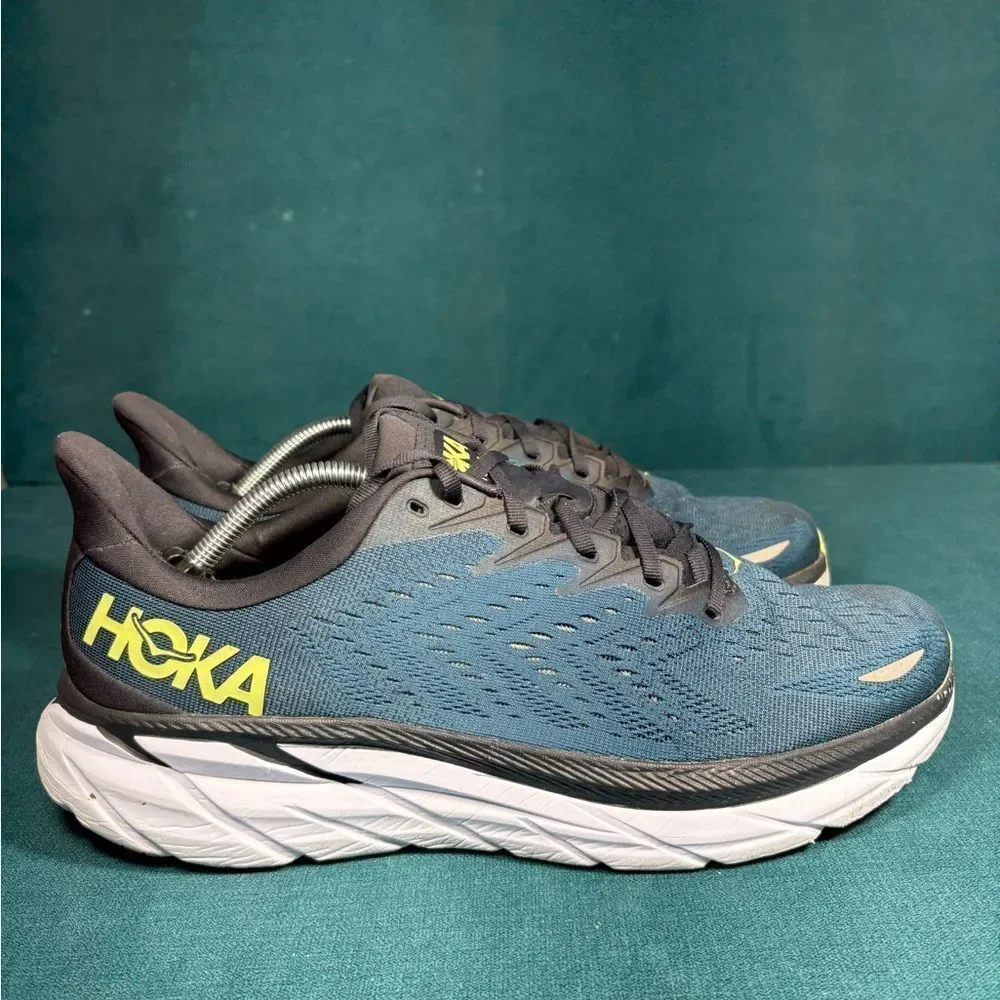 Hoka One Clifton 8 Green Athletic cushioned shoes men’s size 12